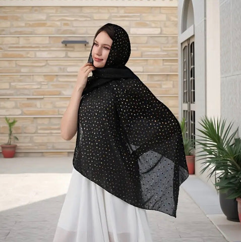 Maryam's Essential Printed Cotton Viscose Tassels Hijab Scarf