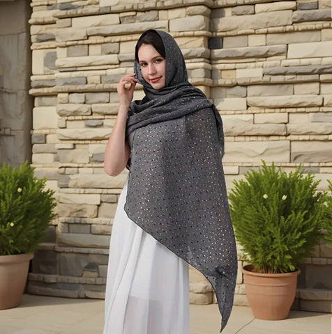 Maryam's Essential Printed Cotton Viscose Tassels Hijab Scarf