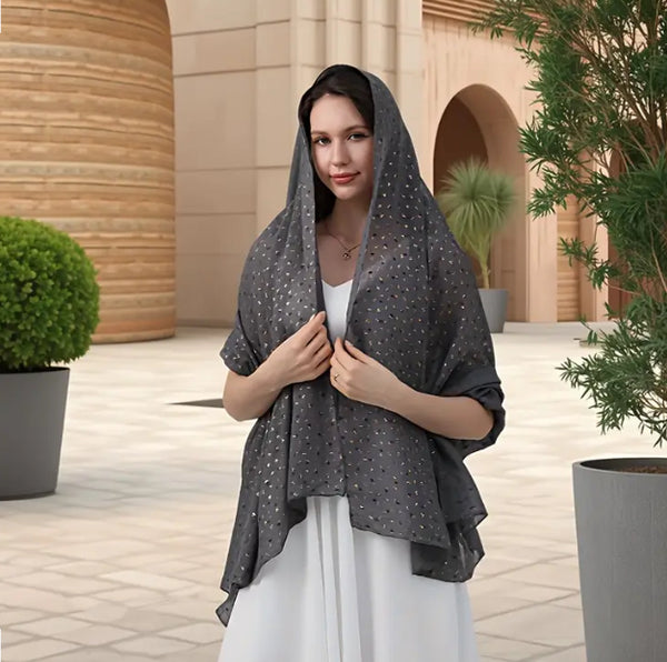 Maryam's Essential Printed Cotton Viscose Tassels Hijab Scarf
