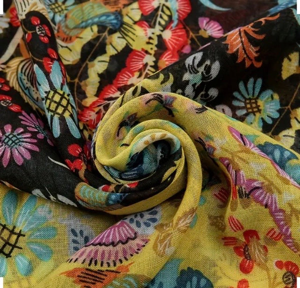 Maryam's Essential Floral Printed Cotton Viscose Tassels Hijab