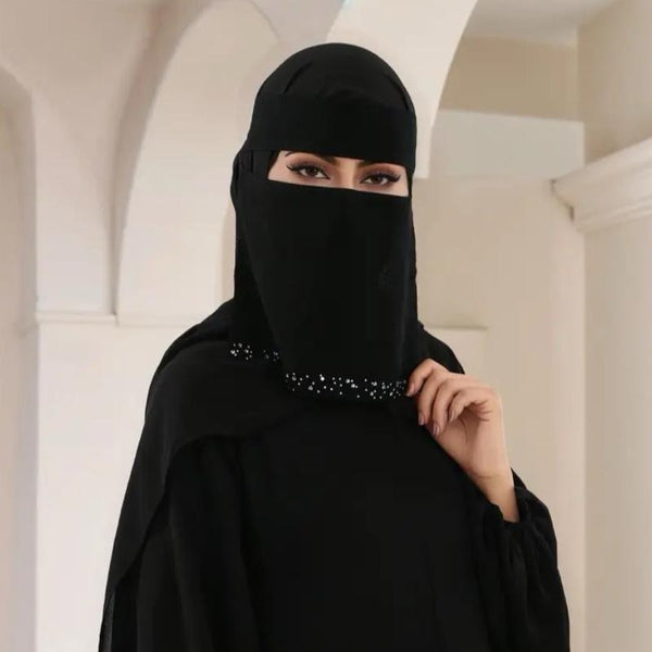 Maryam’s Essential Diamanté Thin Breathable Chiffon Niqab Veil Headscarf