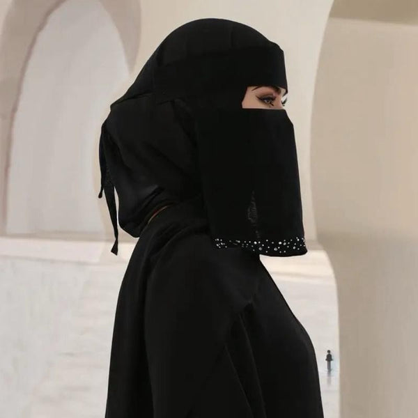 Maryam’s Essential Diamanté Thin Breathable Chiffon Niqab Veil Headscarf
