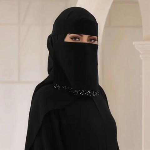 Maryam’s Essential Diamanté Thin Breathable Chiffon Niqab Veil Headscarf
