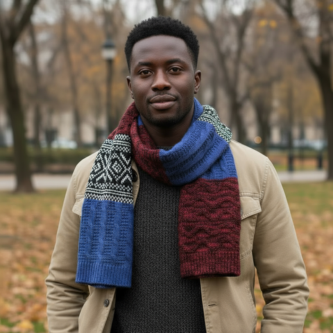 Maryam’s Essential Luxury Men Checked Acrylic Knit Winter Scarf