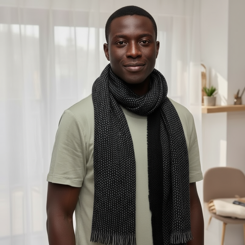 Maryam’s Essential Luxury Men Extra Long Acrylic Woven Winter Scarf