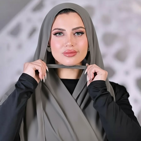Maryam’s Essential Luxury easy to wear chiffon with pleated Elastic Band for secure fit Hijab
