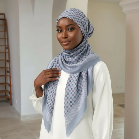 Maryam’s Essential Mature Elegant Vintage Print Pre-Tied Elastic Band Hijab