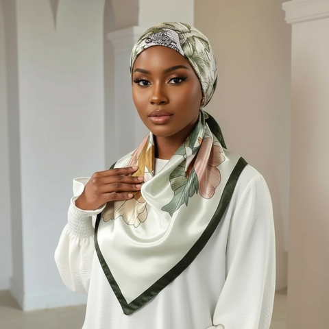 Maryam’s Essential Mature Elegant Vintage Print Pre-Tied Elastic Band Hijab
