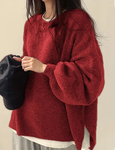 Maryam’s Essential Casual Knit Crew Neck Long Sleeves Pullover Sweater