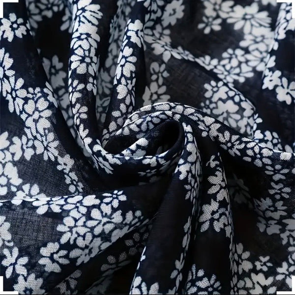 Maryam's Essential Flower Printed Cotton Viscose Tassels Hijab