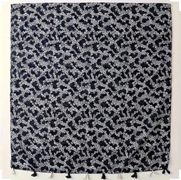 Maryam's Essential Flower Printed Cotton Viscose Tassels Hijab