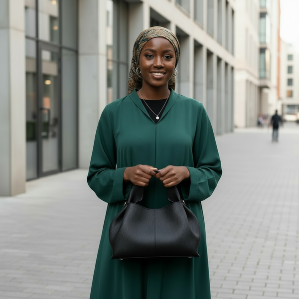 Maryam’s Essential Luxury Structured Glossy Black PU Leather Handbag