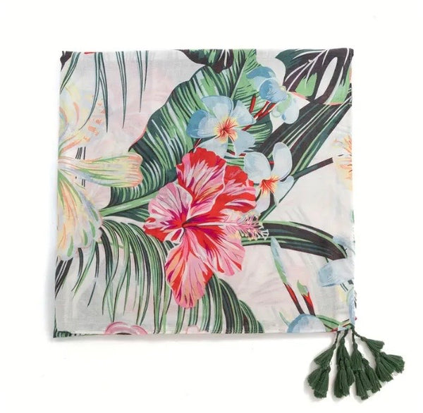 Maryam's Essential Floral Printed Cotton Viscose Tassels Hijab