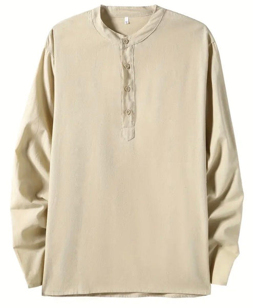 Maryam’s Essential Breathable Button Long Sleeves Cotton Linen Top Tank