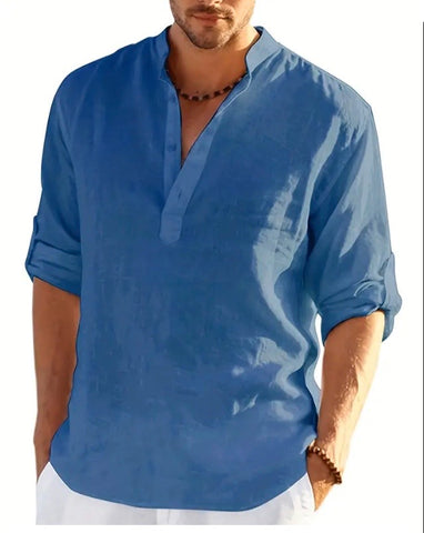 Maryam’s Essential Breathable Button Long Sleeves Cotton Linen Top Tank