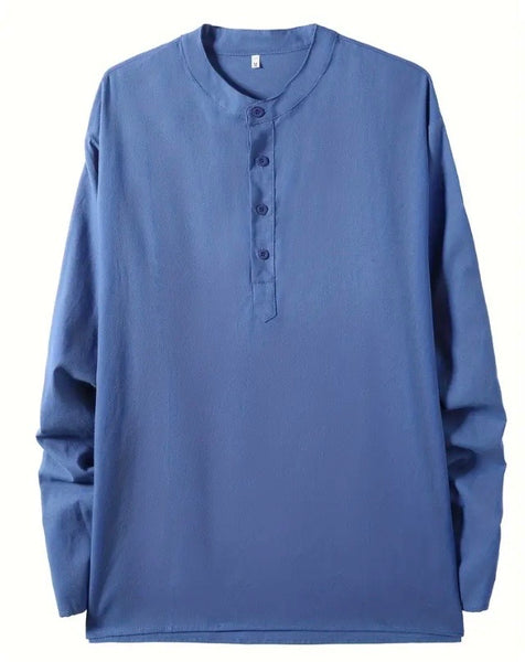 Maryam’s Essential Breathable Button Long Sleeves Cotton Linen Top Tank