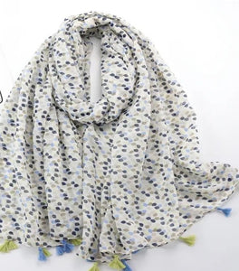 Maryam's Essential Dotted Print Polyester Tassels Hijab