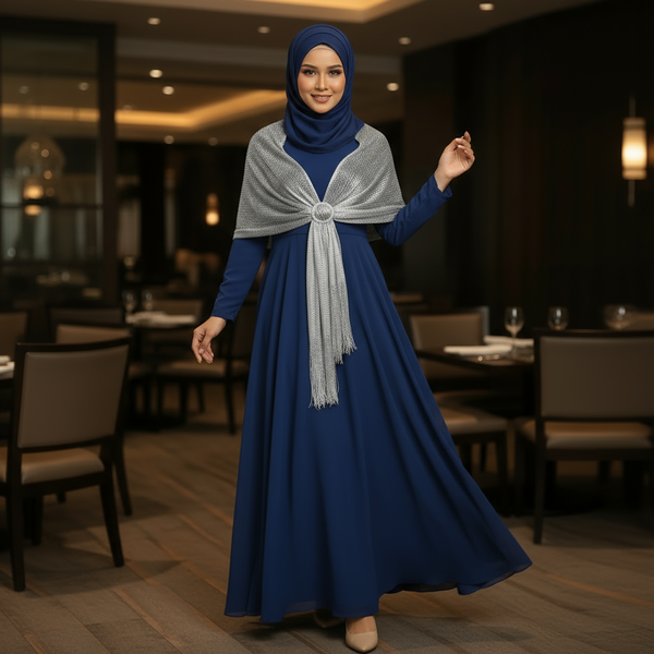 Maryam’s Essential Elegant Sparkling Metallic Shawls with Tassels