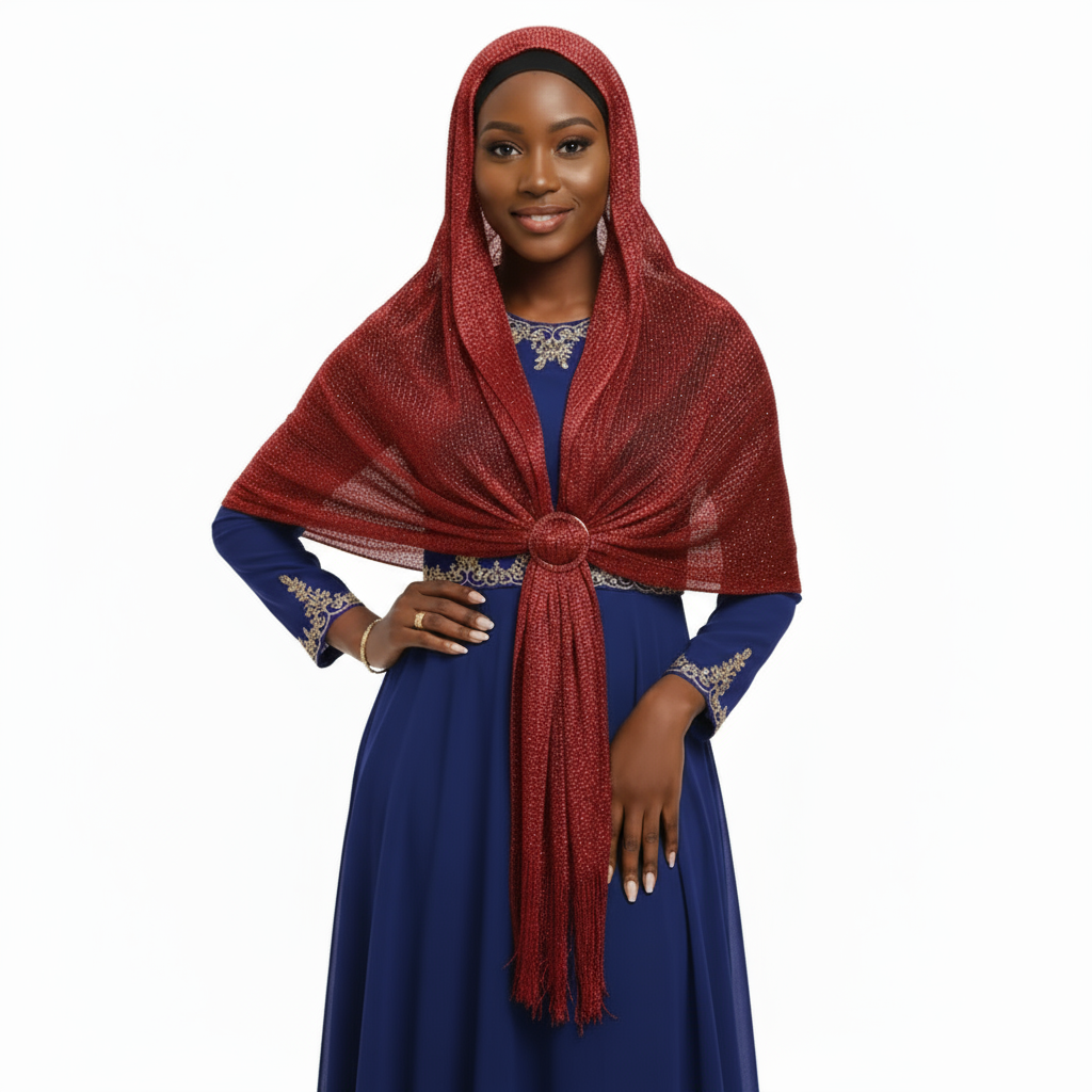 Maryam’s Essential Elegant Sparkling Metallic Shawls with Tassels