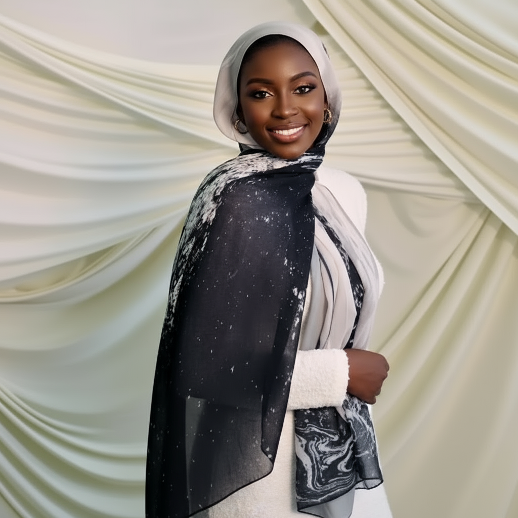 Maryam’s Essential Premium Marble Print Chiffon Hijab