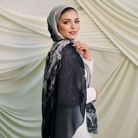 Maryam’s Essential Premium Marble Print Chiffon Hijab