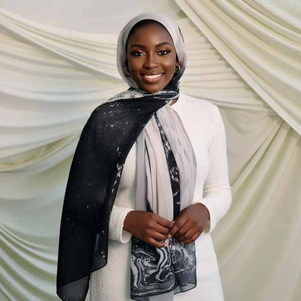 Maryam’s Essential Premium Marble Print Chiffon Hijab