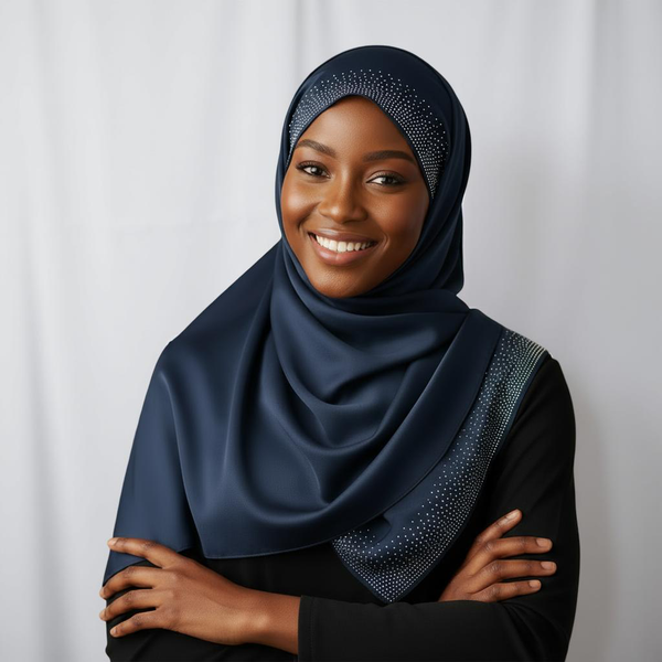 Maryam's Essential Diamanté Square Everyday Pure Solid Colour Satin Hijab