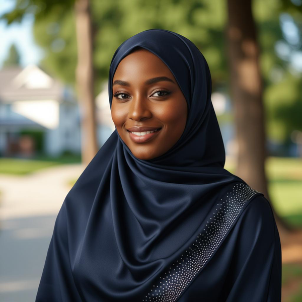 Maryam's Essential Diamanté Square Everyday Pure Solid Colour Satin Hijab