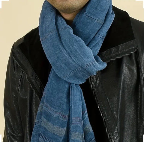 Maryam’s Essential Luxury Men’s Stripe Plaid Durable Soft Viscose Perfect Scarf for all Weather