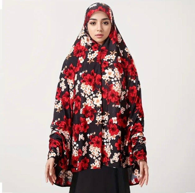 Maryam's Diamond Style Long Printed Khimar Hijab