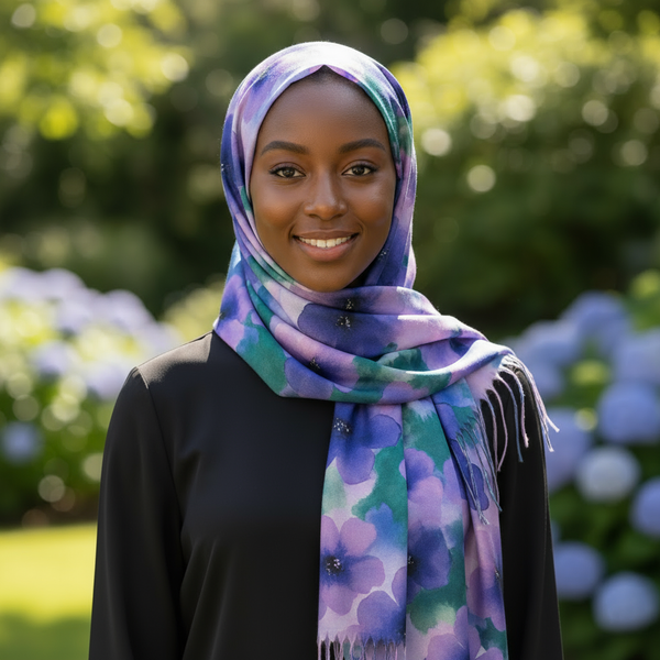 Maryam’s Essential Luxury Mature Floral Fringe Scarf for all Weather