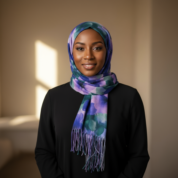 Maryam’s Essential Luxury Mature Floral Fringe Scarf for all Weather