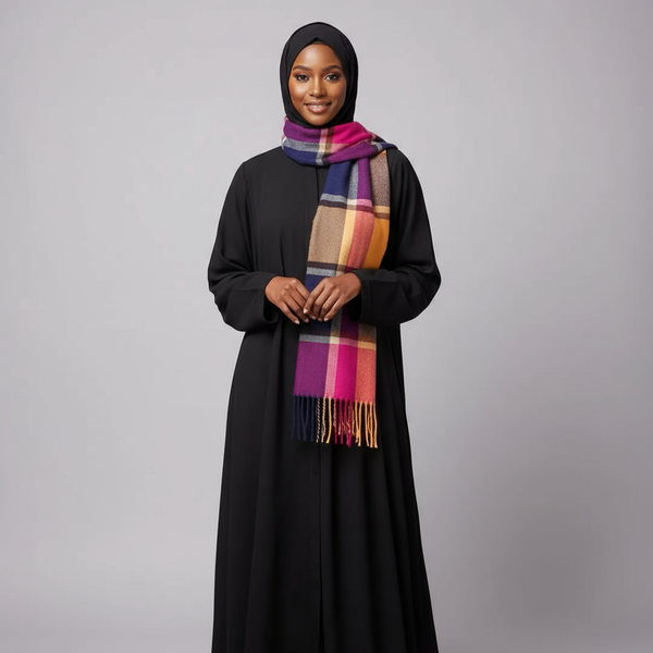 Maryam’s Essential Luxury Unisex Plaid Breathable Tassels Warm Scarf