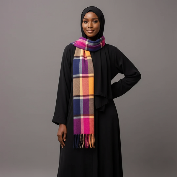 Maryam’s Essential Luxury Unisex Plaid Breathable Tassels Warm Scarf