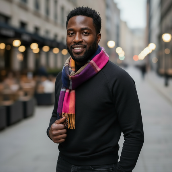 Maryam’s Essential Luxury Unisex Plaid Breathable Tassels Warm Scarf