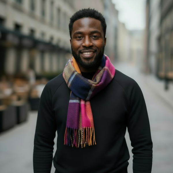 Maryam’s Essential Luxury Unisex Plaid Breathable Tassels Warm Scarf