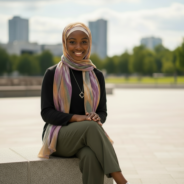 Maryam’s Essential Gradient Pattern Tye and Dye Wrinkle Resistant Hijab