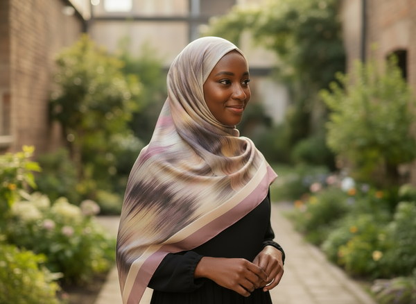 Maryam's Essential Arab Pure Colour Square Printed Chiffon Hijab