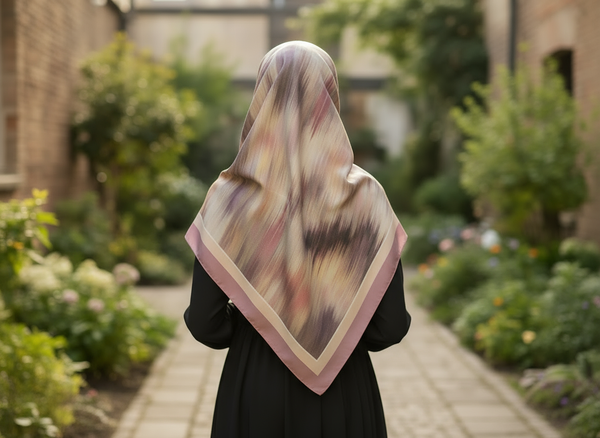 Maryam's Essential Arab Pure Colour Square Printed Chiffon Hijab