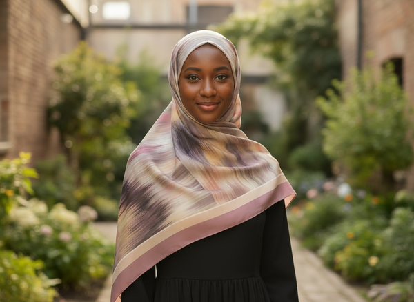 Maryam's Essential Arab Pure Colour Square Printed Chiffon Hijab