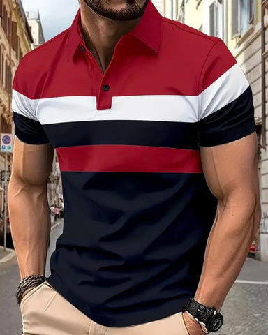 Maryam’s Essential Casual Breathable Colour Block Short Sleeves Collar Shirt