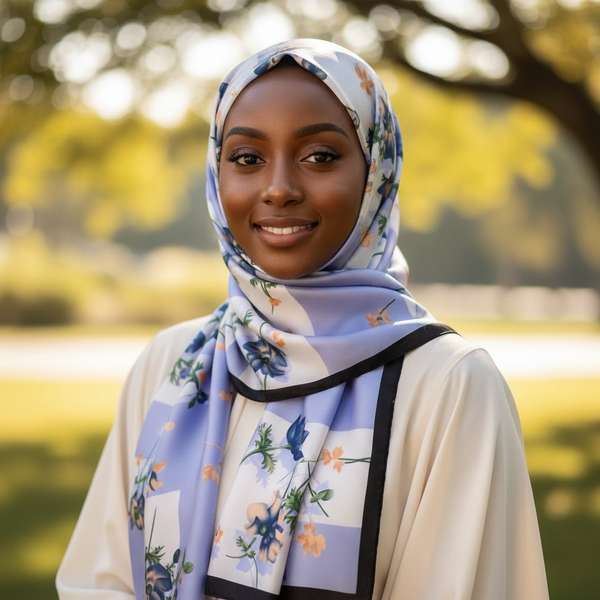 Maryam's Essential Stunning Silk Satin Printed Shawl/Hijab