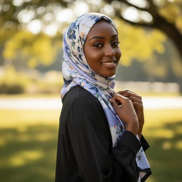 Maryam's Essential Stunning Silk Satin Printed Shawl/Hijab