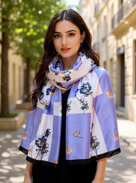 Maryam's Essential Stunning Silk Satin Printed Shawl/Hijab