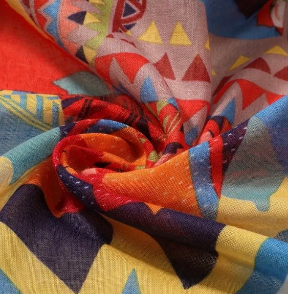 Maryam's Essential Printed Cotton Viscose Tassels Scarf/Hijab