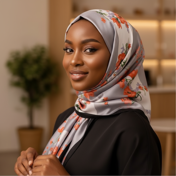 Maryam's Essential Stunning Silk Satin Printed Shawl/Hijab