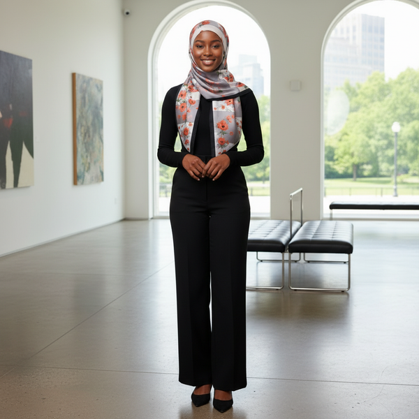 Maryam's Essential Stunning Silk Satin Printed Shawl/Hijab