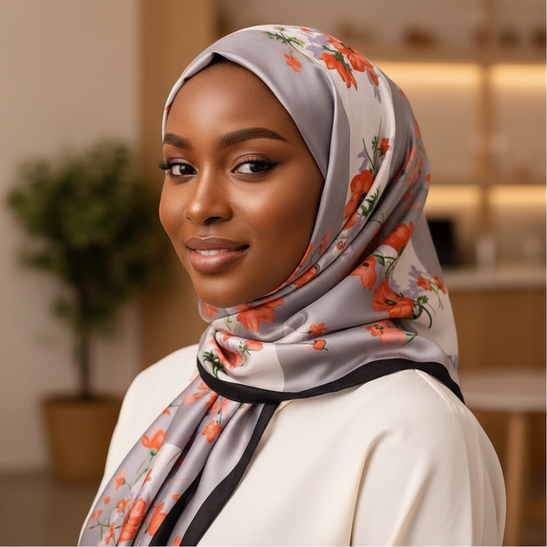 Maryam's Essential Stunning Silk Satin Printed Shawl/Hijab