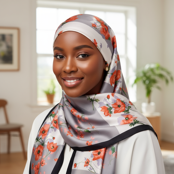 Maryam's Essential Stunning Silk Satin Printed Shawl/Hijab