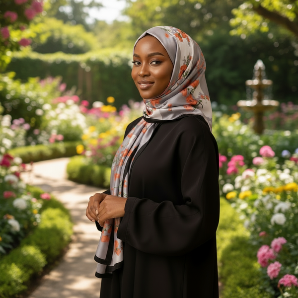 Maryam's Essential Stunning Silk Satin Printed Shawl/Hijab